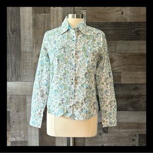 Vintage Inspired button up shirt medium sparkly floral western coastal cowgirl